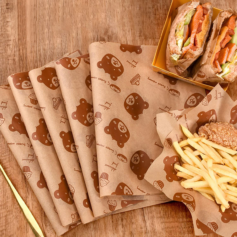 Kitchen Roll Baking - 50pcs Sandwich Packaging Paper Cartoon Coated