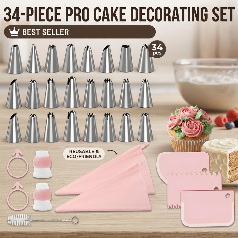 34pcs Piping Tips Set with TPU – Decorating Tip Set recenzja i cena