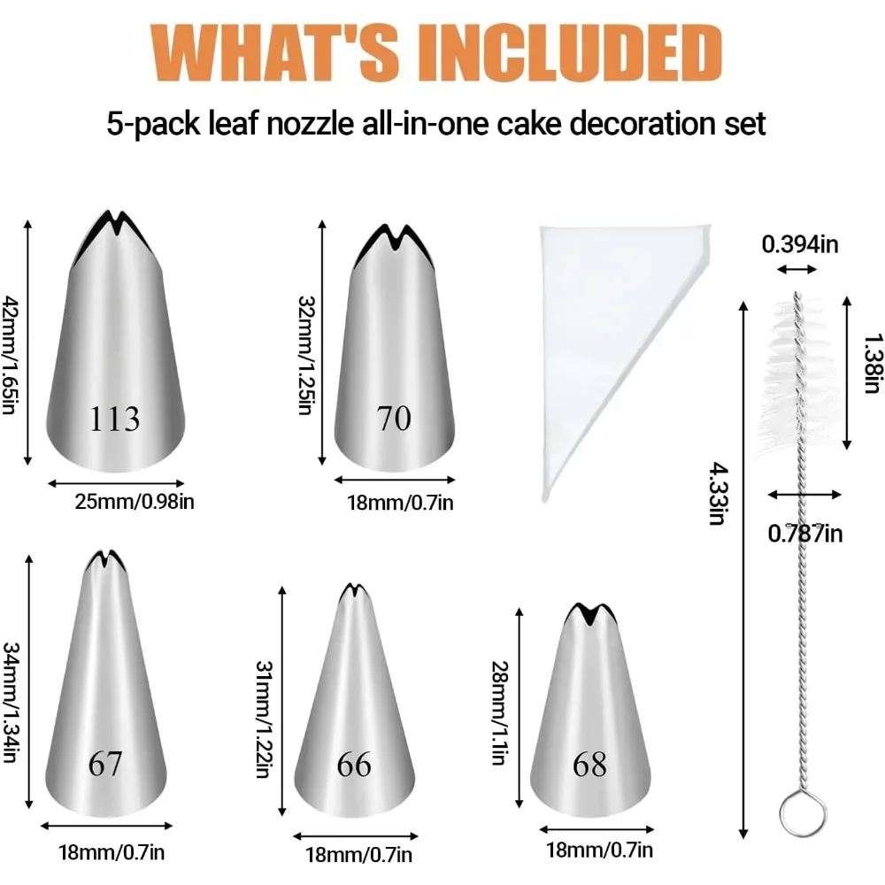 Set of 5 Stainless Steel Pipin – Decorating Tip Set recenzja i cena
