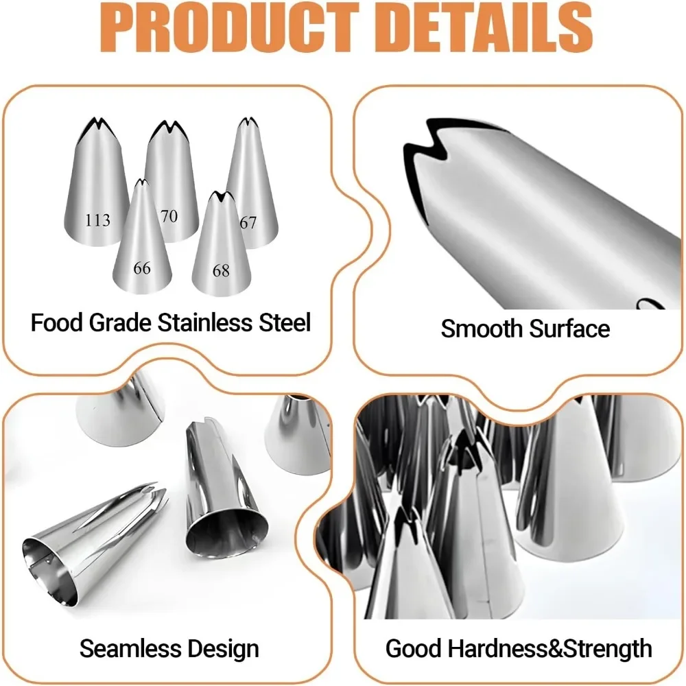 Set of 5 Stainless Steel Pipin – Decorating Tip Set recenzja i cena